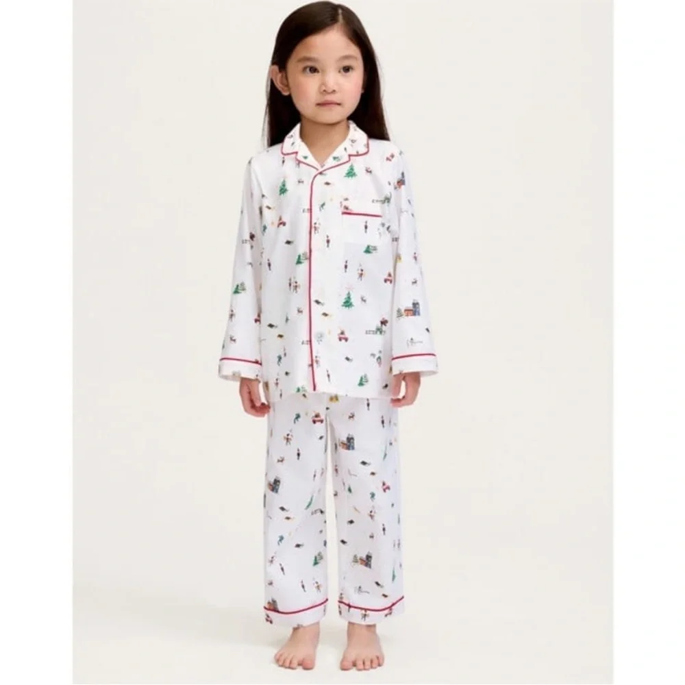 Petite Plume Big Kid's Winter Nostalgia Holiday Twill Pajama Set—14